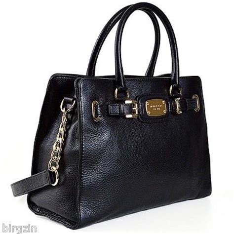 michael kors hamilton black leather tote|More.